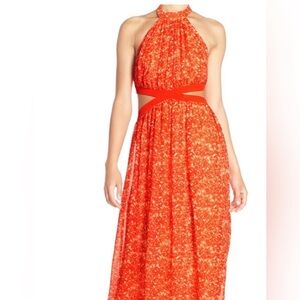 JAYGODFREY Red Halter Maxi Dress